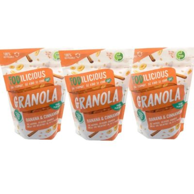 Fodilicious Granola - Gut Friendly - Banana and Cinnamon - 3 Packs