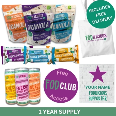 Fodilicious Crowdfunding Rewards Package 7 1 year subscriptions - Mega with everything and branded gifts