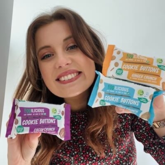 Lauren with Fodilicious Cookie Buttons Range New Recyclable Packs