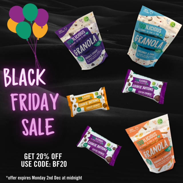 DON'T MISS OUT! ⏰

Our Black Friday weekend sale ends tomorrow at midnight ✨ 
Get 20% off our range at Fodilicious.com 🎉 
Use code BF20 at checkout 🖤

#healthysnacks #breakfastgranola #blackfridaysale #lowfodmap #fodmapfriendly #vegan #plantbasedsnacks #nutfree #foodallergies #freefrom #veganism #vegandiet #plantbased #coeliac #fodmapsnacks #lowfodmapliving #guthealthmatters  #glutenfree #dairyfree #foodallergy #healthierchoice #guthealth #fodmapfree #ibs #sibo #glutenfreegranola #glutenfreesnacks #allergenfree